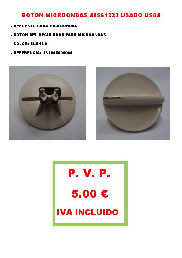 BOTON MICROONDAS 48561222 USADO US04 