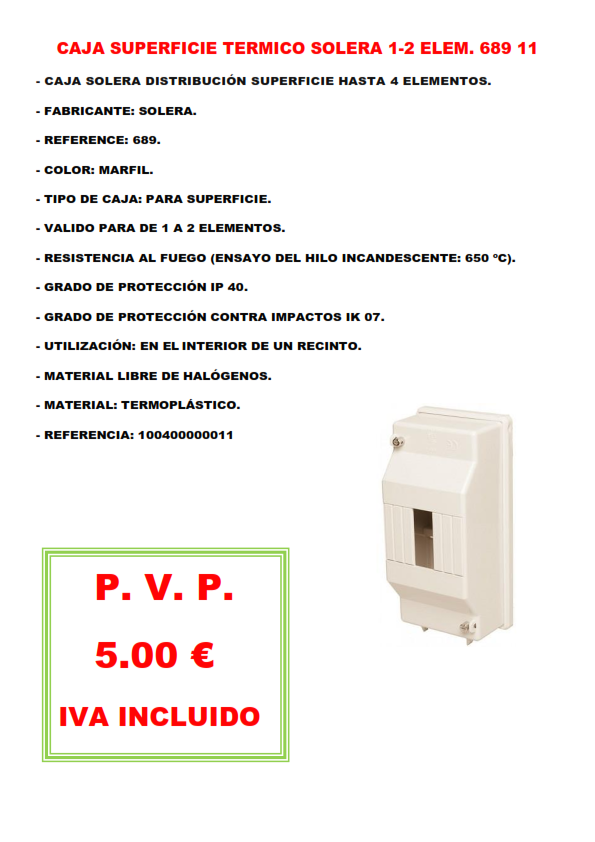 CAJA SUPERFICIE TERMICO SOLERA 1-2 ELEM. 689 11