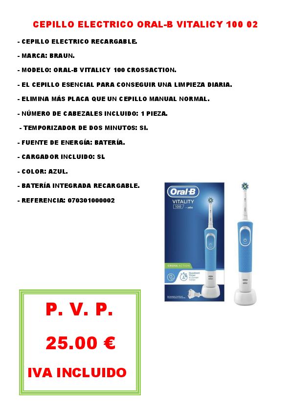 CEPILLO ELECTRICO ORAL-B VITALICY 100 02