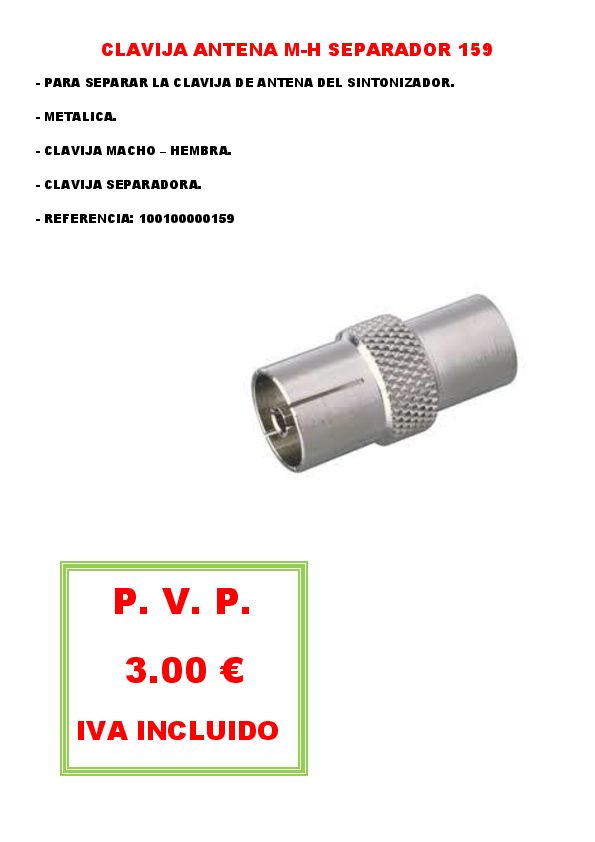 CLAVIJA ANTENA M-H SEPARADOR 159