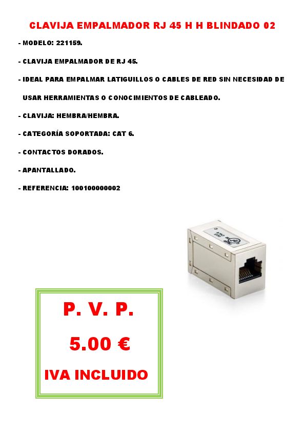 CLAVIJA EMPALMADOR RJ 45 H H BLINDADO 02
