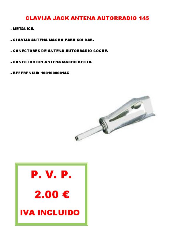 CLAVIJA JACK ANTENA AUTORRADIO 145