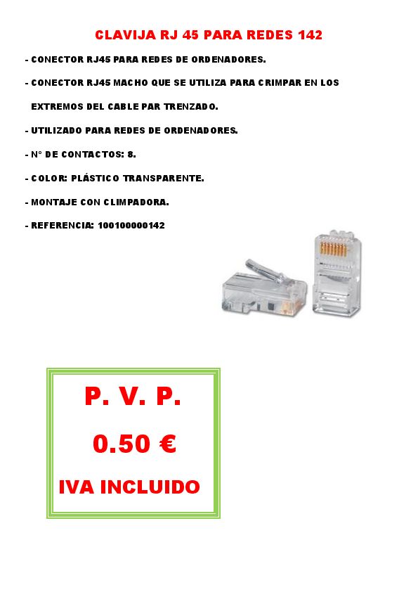 CLAVIJA RJ 45 PARA REDES 142
