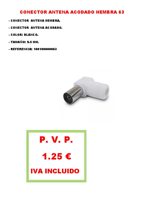 CONECTOR ANTENA ACODADO HEMBRA 63
