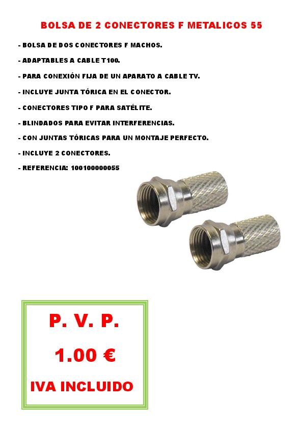 BOLSA DE 2 CONECTORES F METALICOS 55