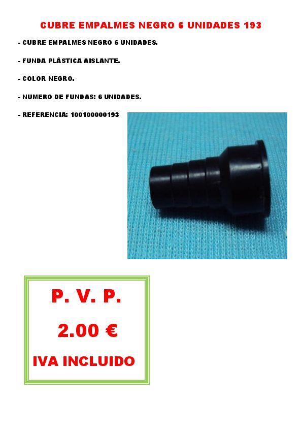 CUBRE EMPALMES NEGRO 6 UNIDADES 193