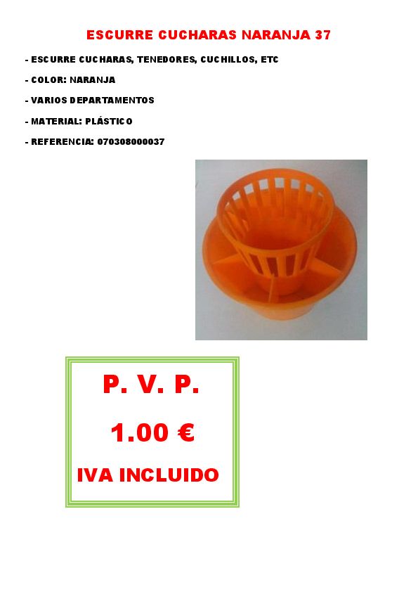 ESCURRE CUCHARAS NARANJA 37