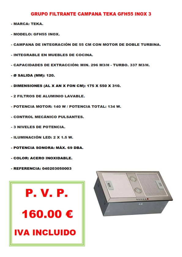 GRUPO FILTRANTE CAMPANA TEKA GFH55 INOX 03