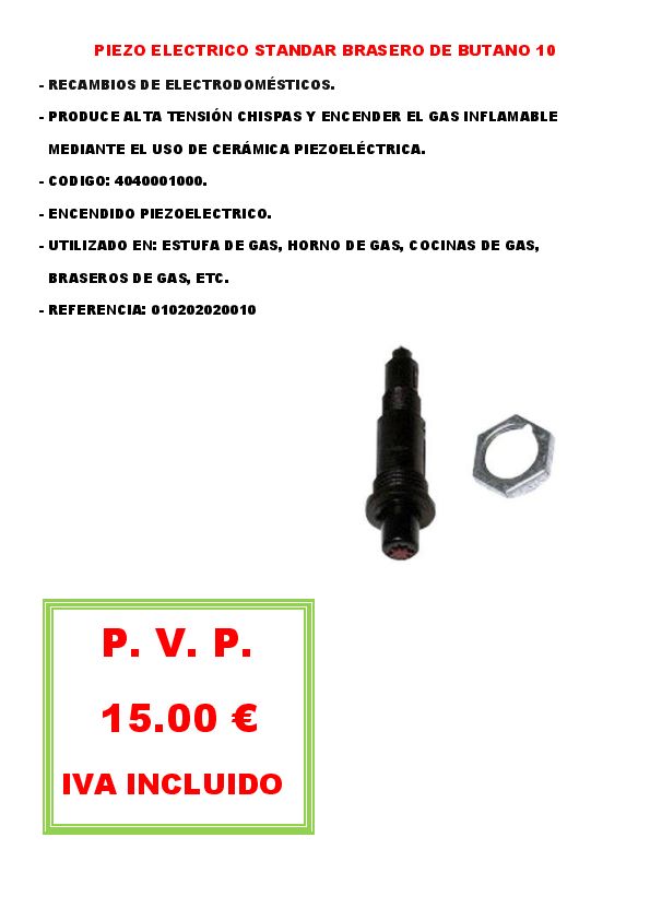 PIEZO ELECTRICO STANDAR BRASERO DE BUTANO 10 