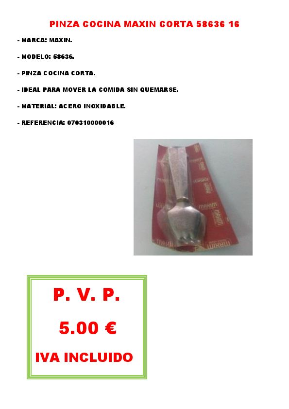 PINZA COCINA MAXIN CORTA 58636 16 
