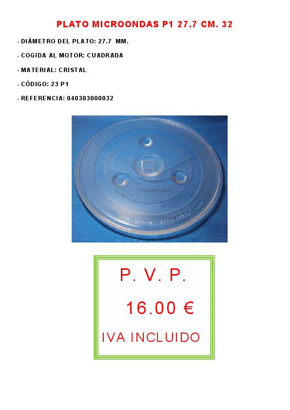 PLATO MICROONDAS P1 27.7 CM. 32