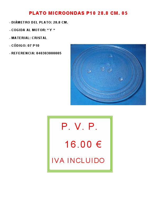 PLATO MICROONDAS P10 28.8 CM. 05