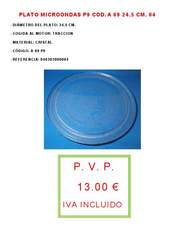PLATO MICROONDAS P9 COD.A 09 24.5 CM. 04
