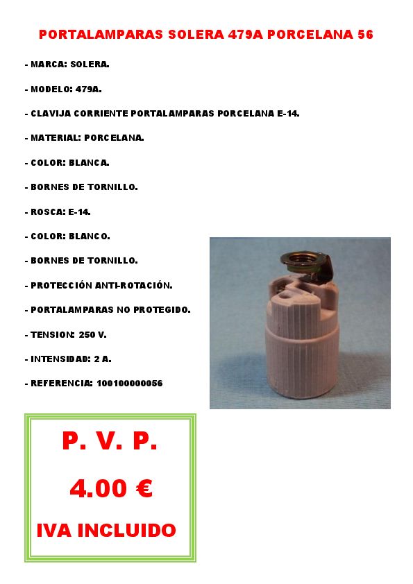 PORTALAMPARAS SOLERA 479 A 56