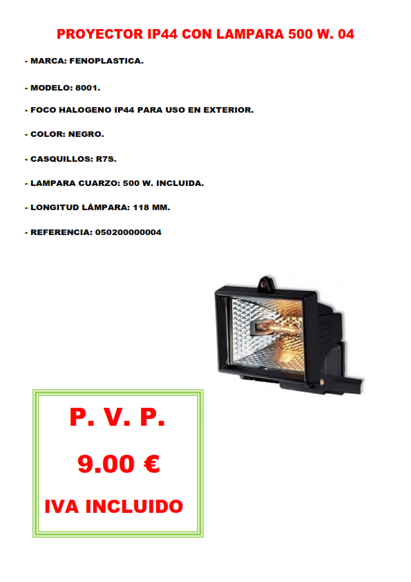 PROYECTOR 500 W. NEGRO 04