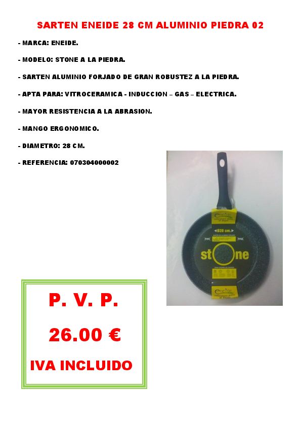 SARTEN ENEIDE 28 CM ALUMINIO PIEDRA 02