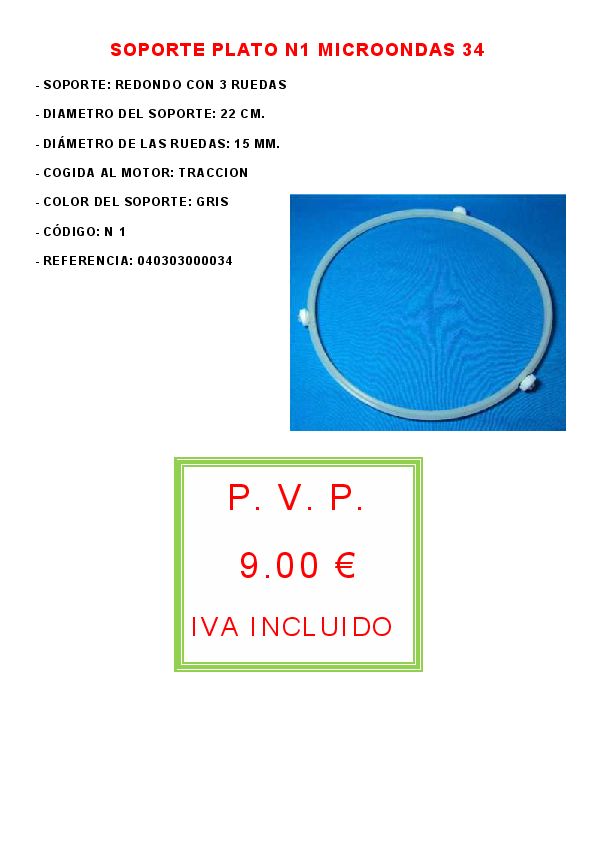 SOPORTE PLATO N1 MICROONDAS 34