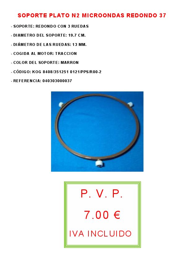 SOPORTE PLATO N2 MICROONDAS REDONDO 37