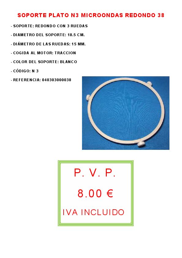 SOPORTE PLATO N3 MICROONDAS REDONDO 38