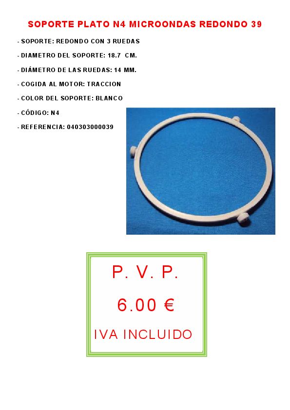 SOPORTE PLATO N4 MICROONDAS REDONDO 39