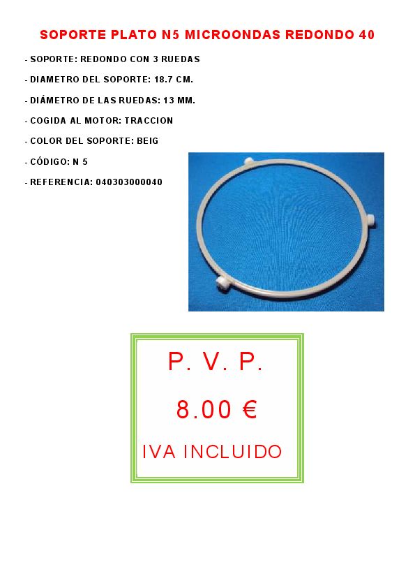 SOPORTE PLATO N5 MICROONDAS REDONDO 40