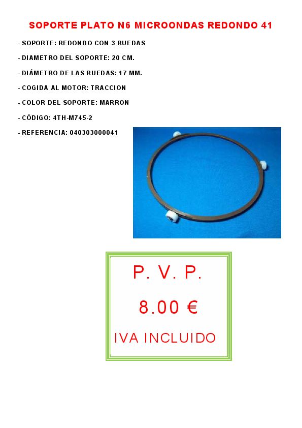 SOPORTE PLATO N6 MICROONDAS REDONDO 41