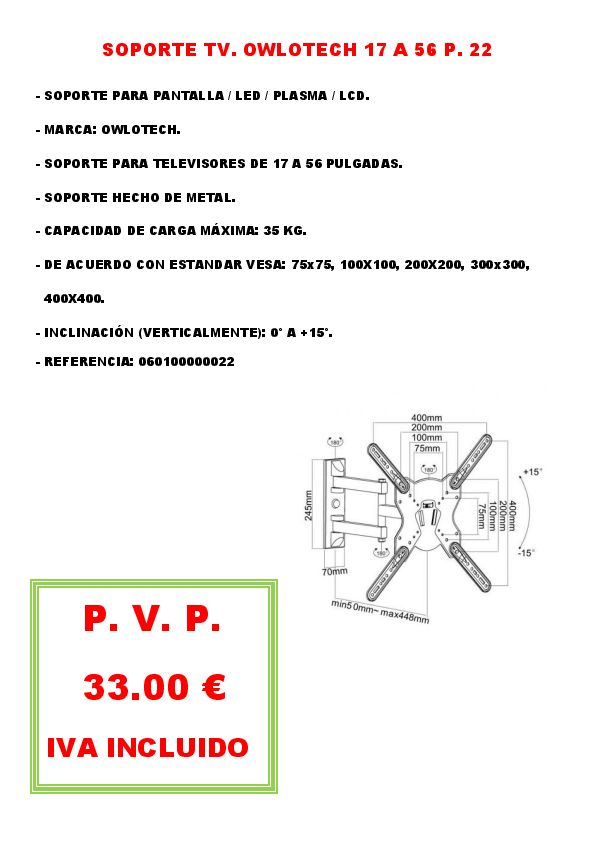 SOPORTE TV. OWLOTECH 17 A 56 P. 22