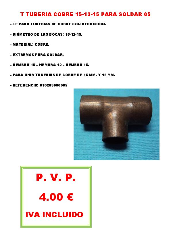 T TUBERIA DE COBRE 15-12-15 PARA SOLDAR 05