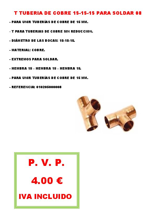 T TUBERIA DE COBRE 15-15-15 PARA SOLDAR 08