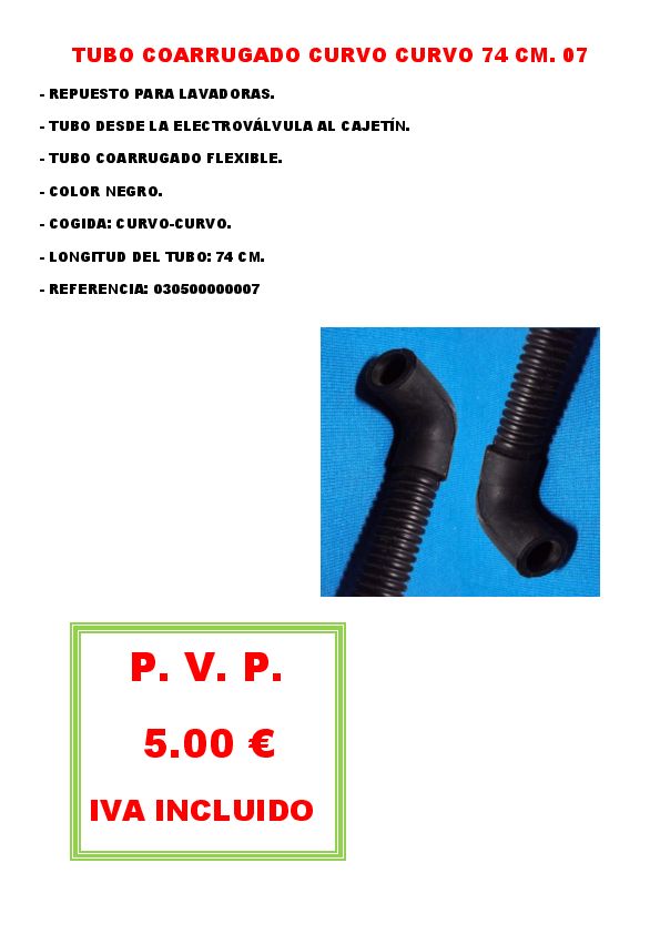 TUBO COARRUGADO CURVO CURVO 74 CM. 07