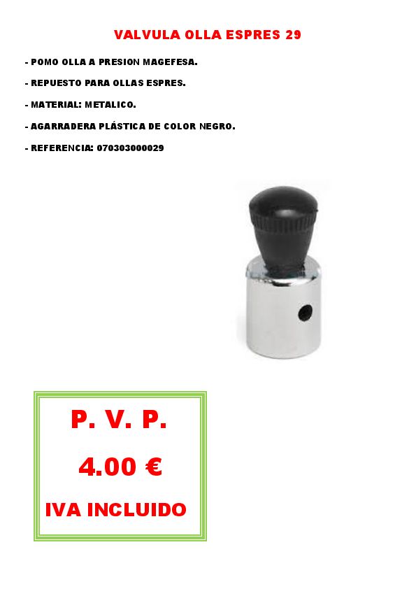 VALVULA OLLA ESPRES 29