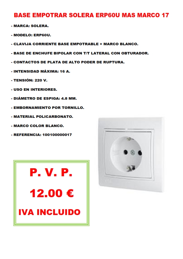 BASE EMPOTRAR SOLERA ERP60U MAS MARCO 17