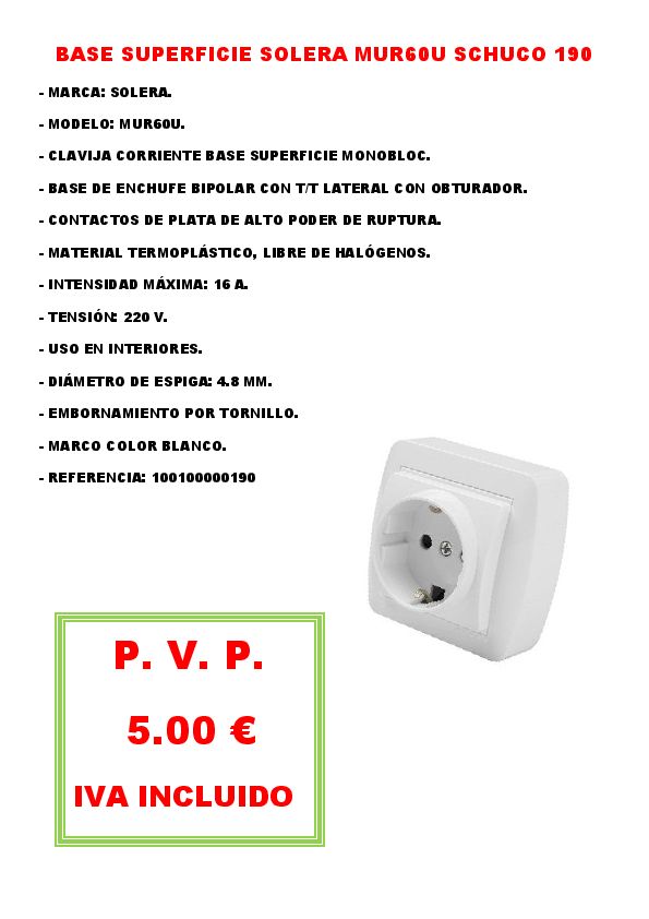 BASE SUPERFICIE SOLERA MUR60U SCHUCO 190