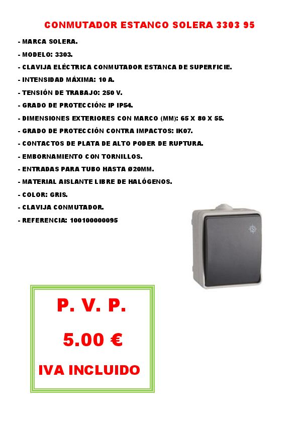 CONMUTADOR ESTANCO SOLERA 3303 95
