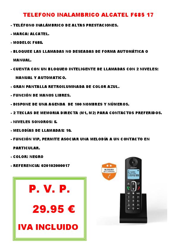 TELEFONO INALAMBRICO ALCATEL F685 17